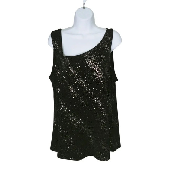 Laura Asymmetric Neckline Black Glittery Dots on the diagonal XL - Picture 1 of 8